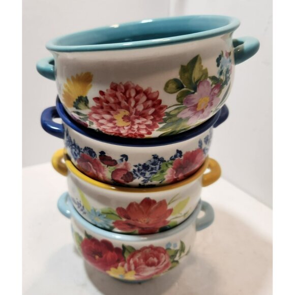 4 Pioneer Woman Floral Medley 20oz Soup Bowls Set of 4 - Picture 4 of 15